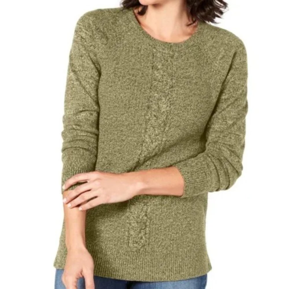 Karen Scott Green Cable Knit Sweater NWT Sz Large